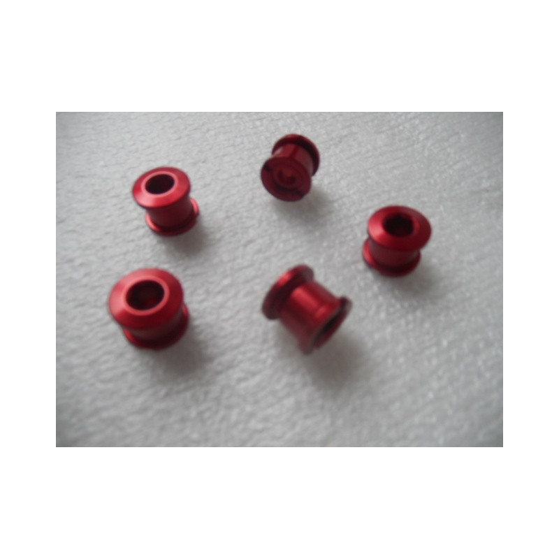 Lot de 5 cheminées double plateaux alu rouge, 7 gr