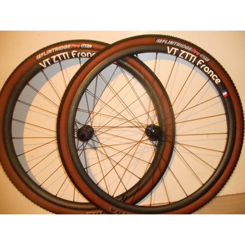 Gravel Paire de Roues avec Pneus Tubeless Roues Disques Jantes Carbone H 25