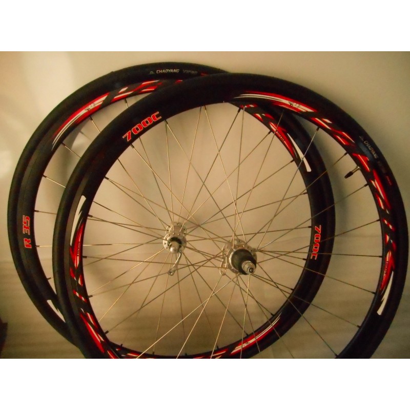 Roues Aéro Alu H 30mm, avec Pneus Freinage Patins