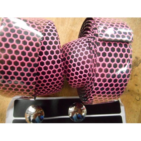 Ruban de guidon couleur rose / noir.